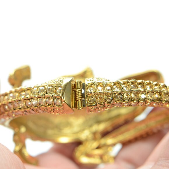 Oscar de la Renta Gold-tone Crystal Alligator Cuff Bracelet - Picture 10 of 10